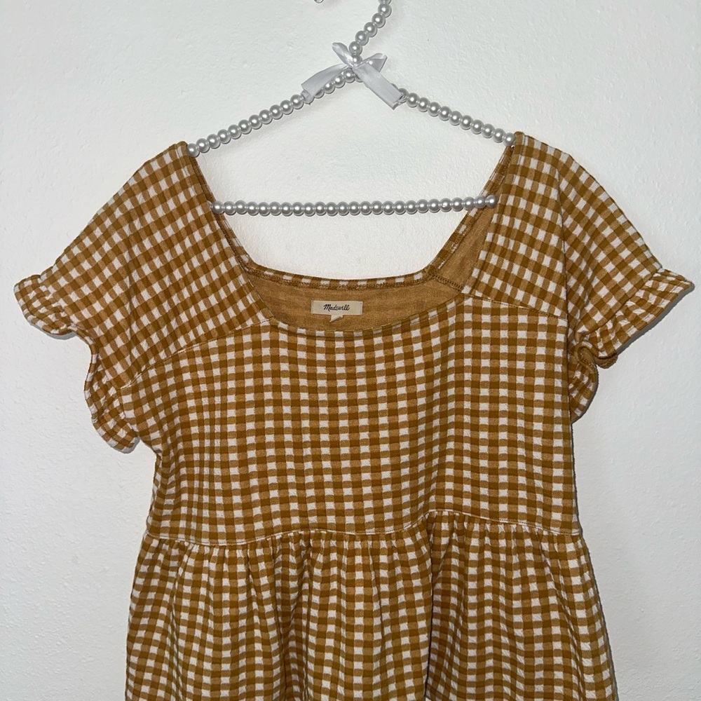Madewell Mustard Gingham Square-Neck shirt